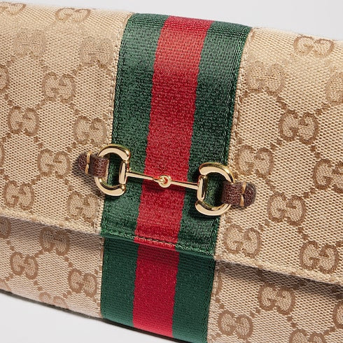 Gucci Horsebit Web wallet with strap
