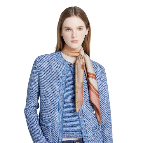 Printed silk jacquard carré