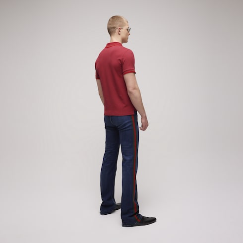 Cotton piquet polo shirt with embroidery
