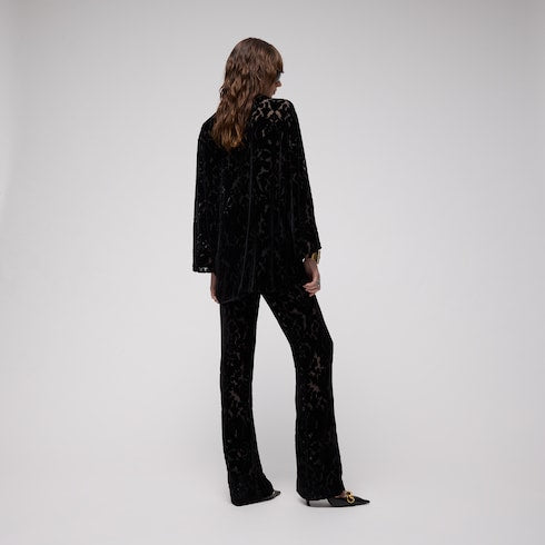 Floral devoré velour shirt