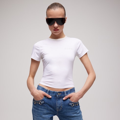 Cotton jersey T-shirt with embroidery