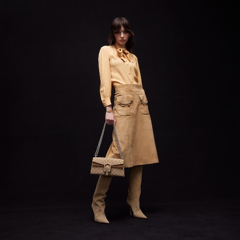 Interlocking G chain silk jacquard shirt