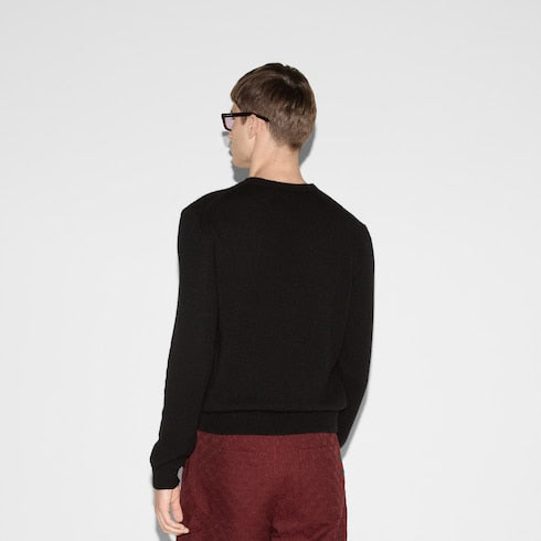 Cashmere sweater with Web intarsia