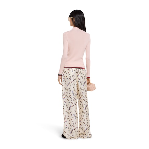 Printed silk twill pants