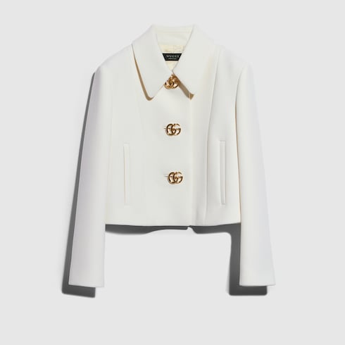 Crêpe wool jacket with Double G button