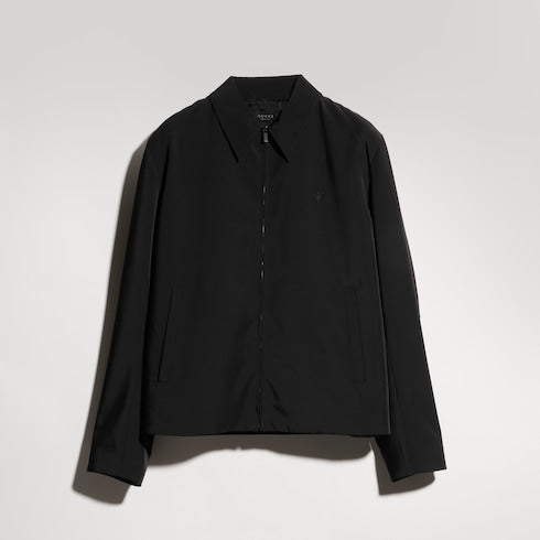 Stretch polyester zip jacket with embroidery