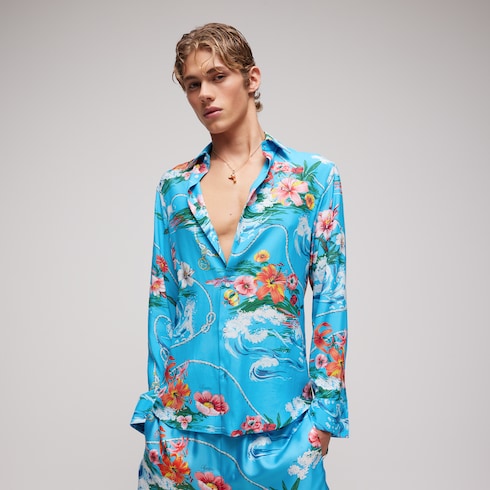 Printed fluid fabric shirt