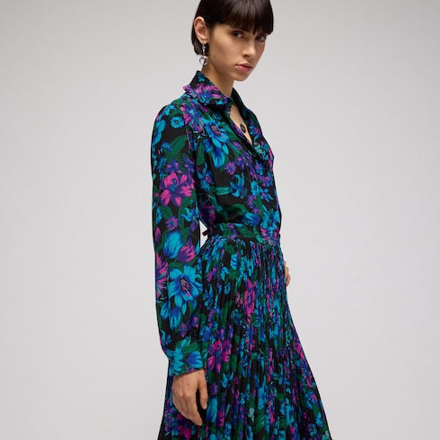 Printed silk crêpe de chine shirt