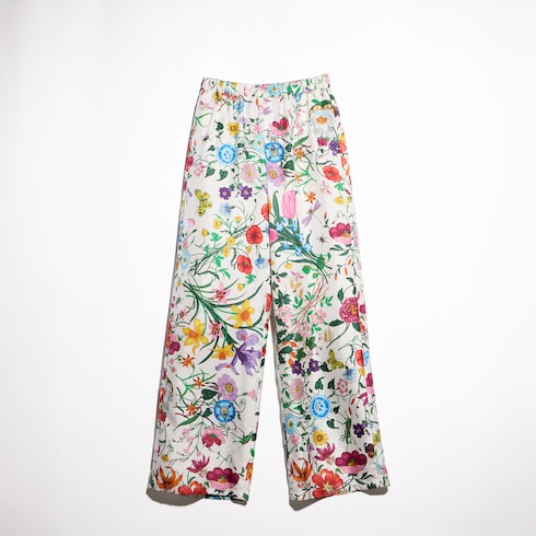 Printed silk twill pants
