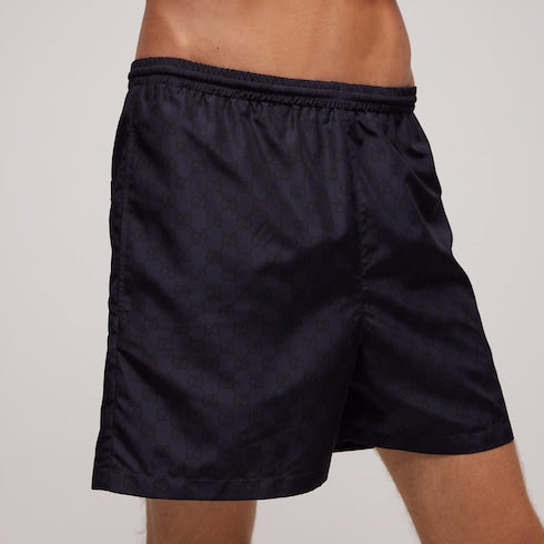 Printed polyester poplin swim shorts