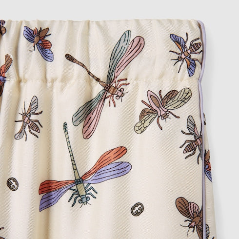Printed silk twill pants