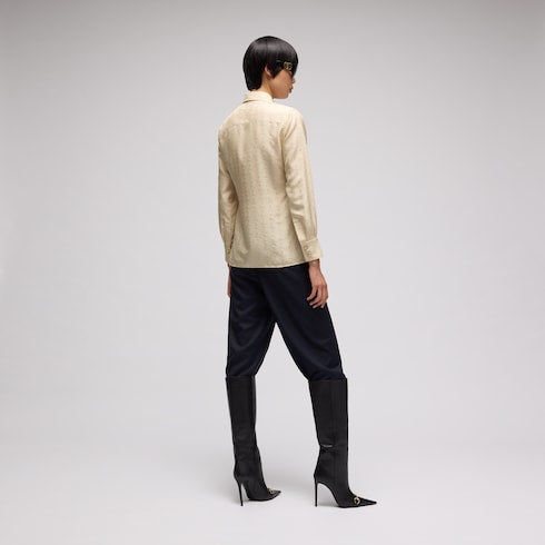 Gucci crest silk habotai jacquard shirt