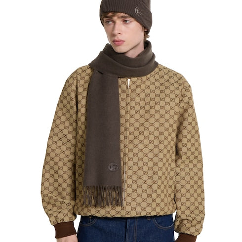 Cashmere scarf with patch