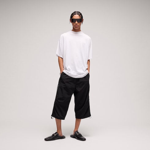 Lightweight silk jersey T-shirt with embroidery