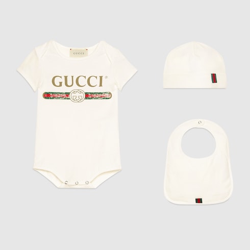 White Cotton Baby Gucci Logo Gift Set