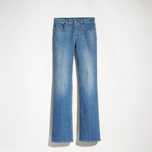 Flared stretch cotton denim pants