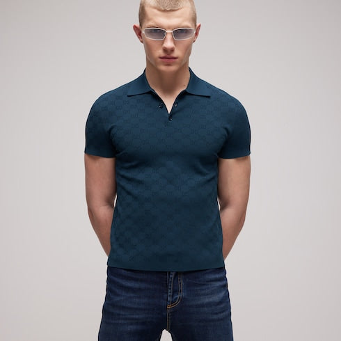 Technical GG jacquard fabric polo shirt