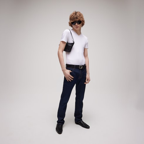 Wide belt with Interlocking G buckle