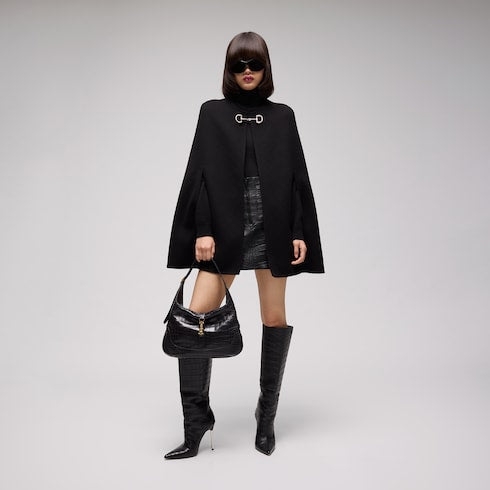 Wool and silk Horsebit cape