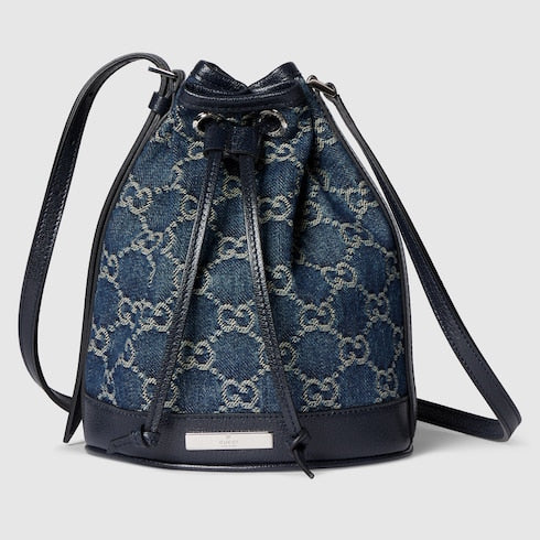 Mini bucket bag with Gucci plaque