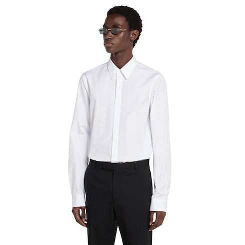 Cotton poplin shirt with embroidery