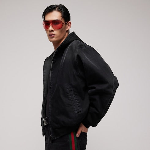 Reversible cotton denim zip jacket