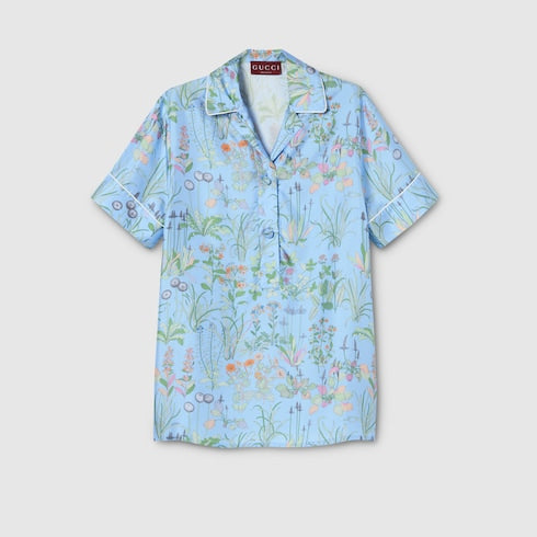 Printed silk twill shirt