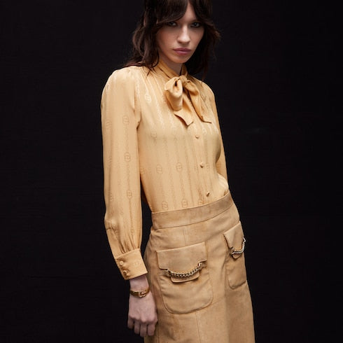 Interlocking G chain silk jacquard shirt