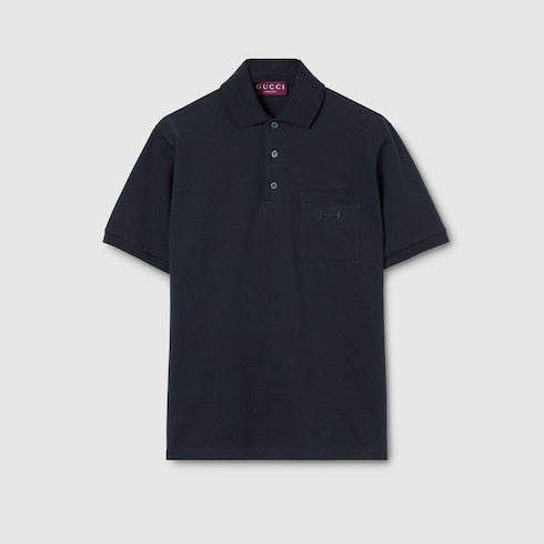 Cotton piquet polo shirt with embroidery
