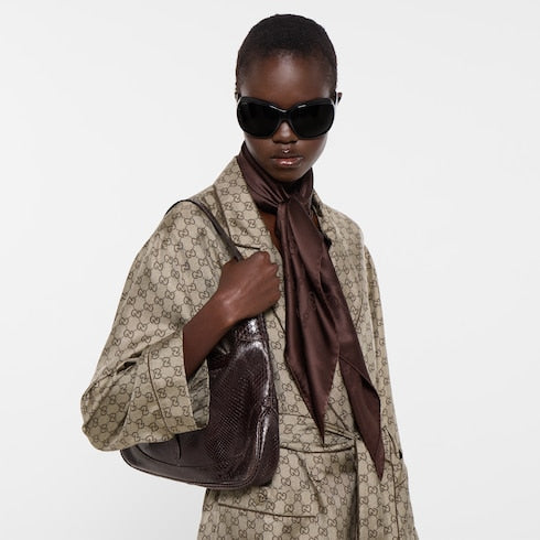 Interlocking G chain silk diamond scarf