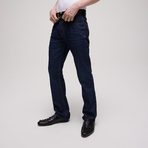 Cotton denim pants with embroidery