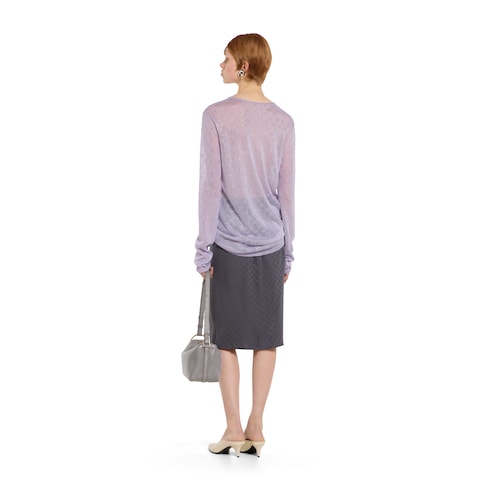 Fine silk T-shirt with GG crystals