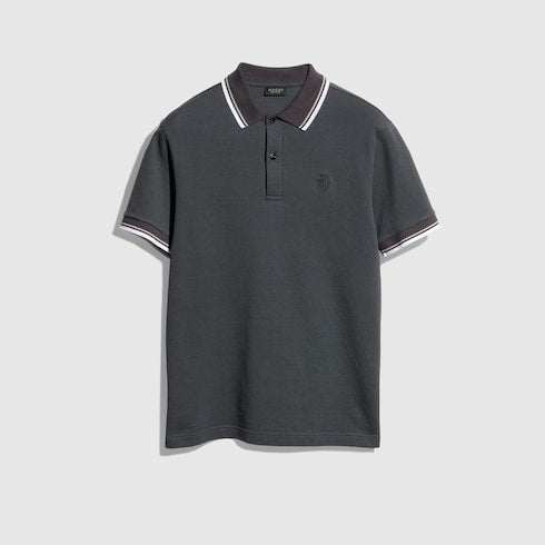 Cotton piquet polo shirt with embroidery