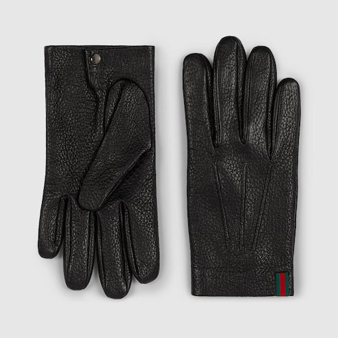 Grainy leather gloves with Web