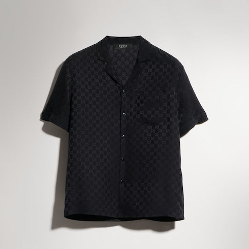 GG silk jacquard bowling shirt