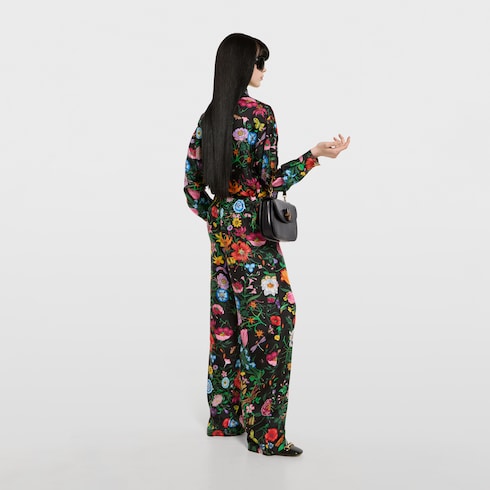Printed silk twill pants