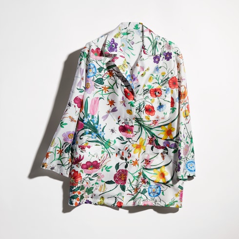 Printed silk twill shirt
