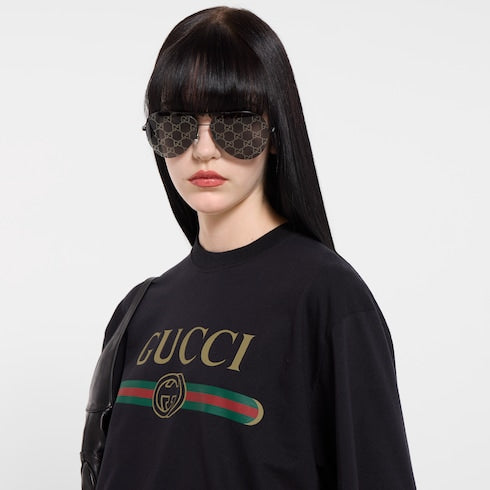 Cotton jersey and silk T-shirt with print