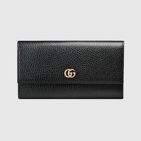 Black Textured Leather GG Marmont Continental Wallet