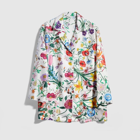 Printed silk twill shirt