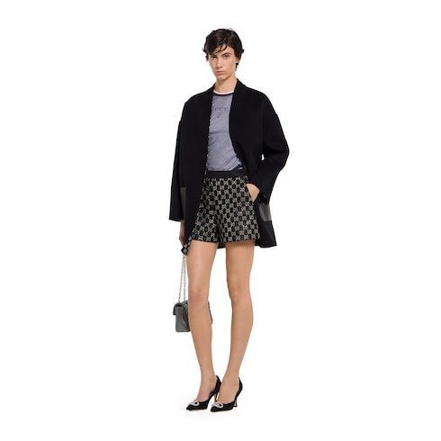 Reversible silk wool coat