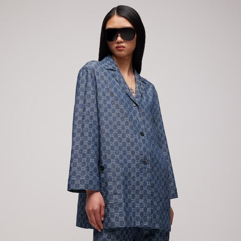 GG cotton denim jacquard jacket