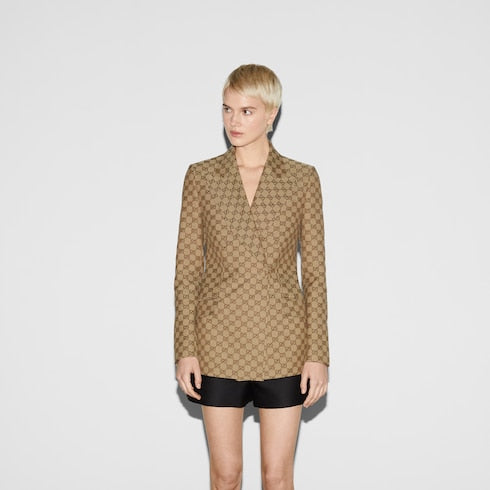 Double-breasted GG canvas jacket