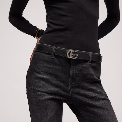 Reversible thin belt with Double G buckle
