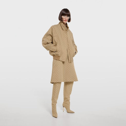 GG cotton canvas fabric zip jacket