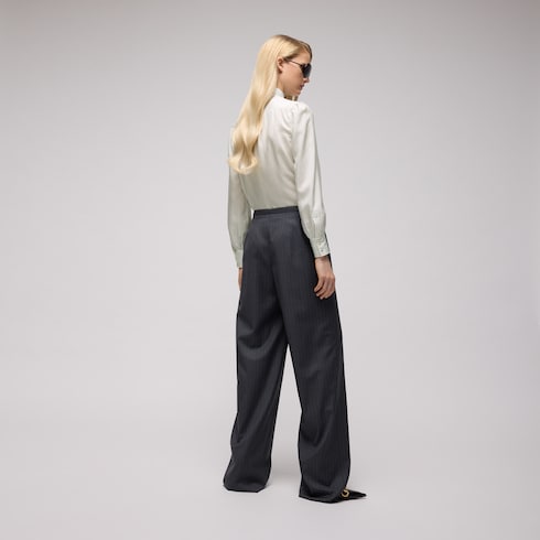Gucci pinstripe silk shirt with bow