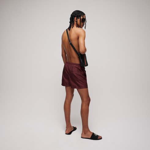 Printed polyester poplin swim shorts