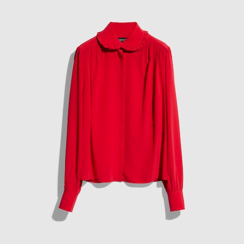 Silk crêpe de chine shirt with embroidery