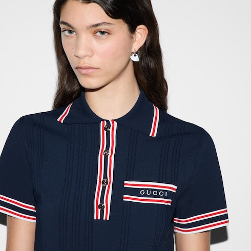 Polo top with striped trim