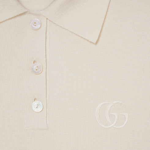 Cashmere silk polo shirt with embroidery